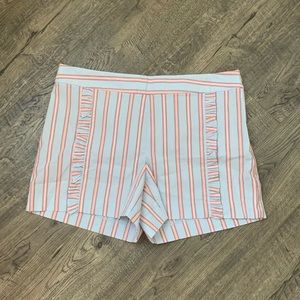LOFT Blue Striped Shorts with Ruffle Front Size 6
